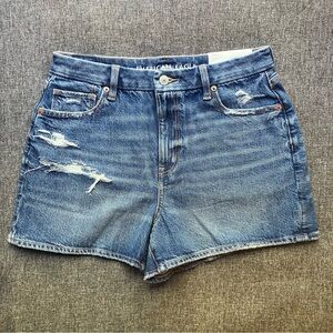 NWT American Eagle AE Strigid Ripped Curvy Denim Mom Shorts Medium Tinted SHR 10